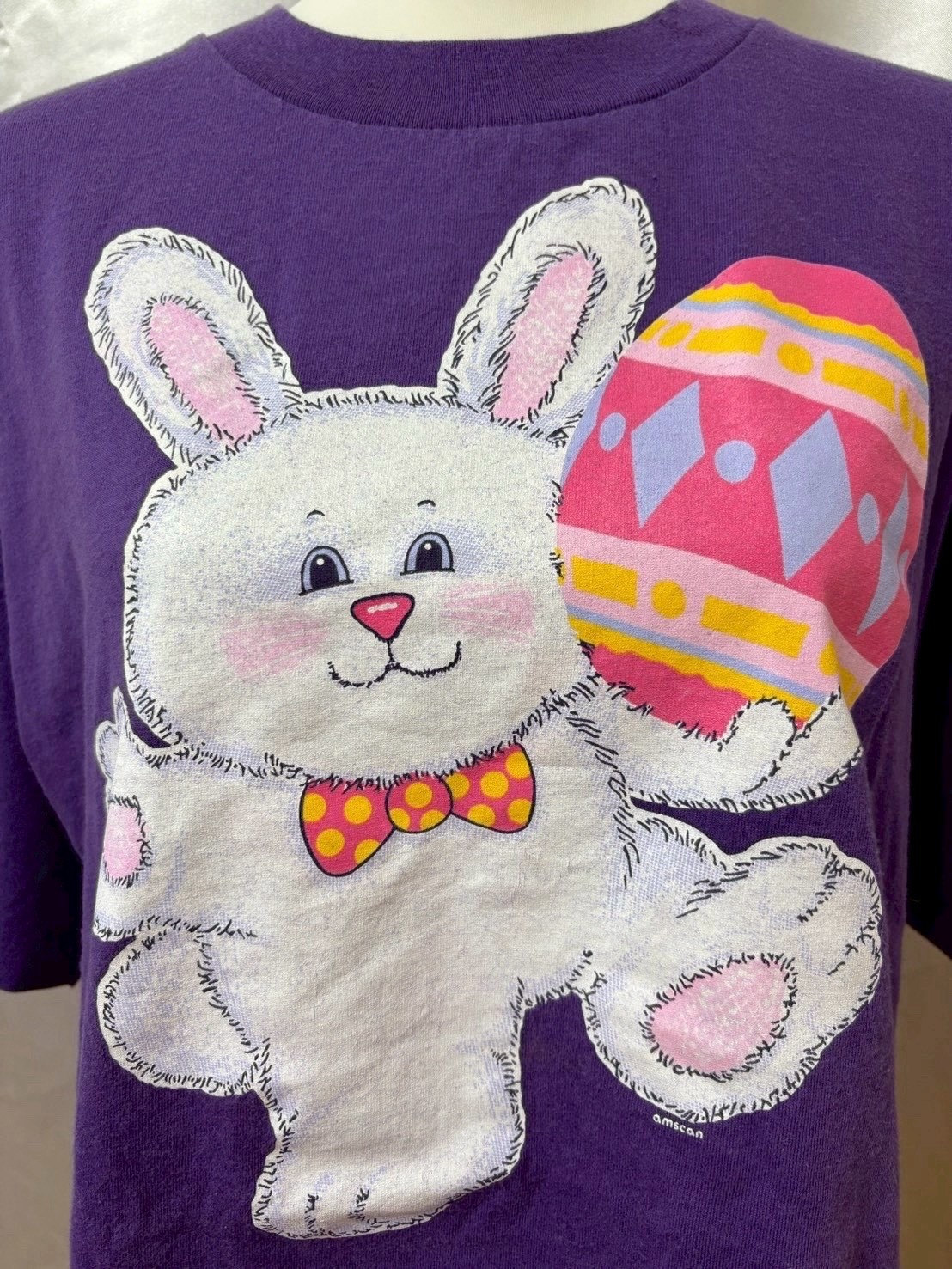 Vintage 1990s Murina Easter Bunny Rabbit Graphic T shirt Purple USA Kawaii Cute