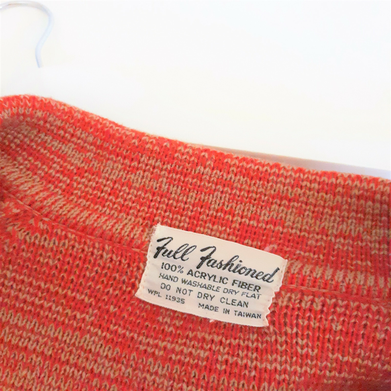 Vtg. 70&rsquo;s Full Fashioned Heavy Knit Orange Button Front Jacket Size M Pre-Owned