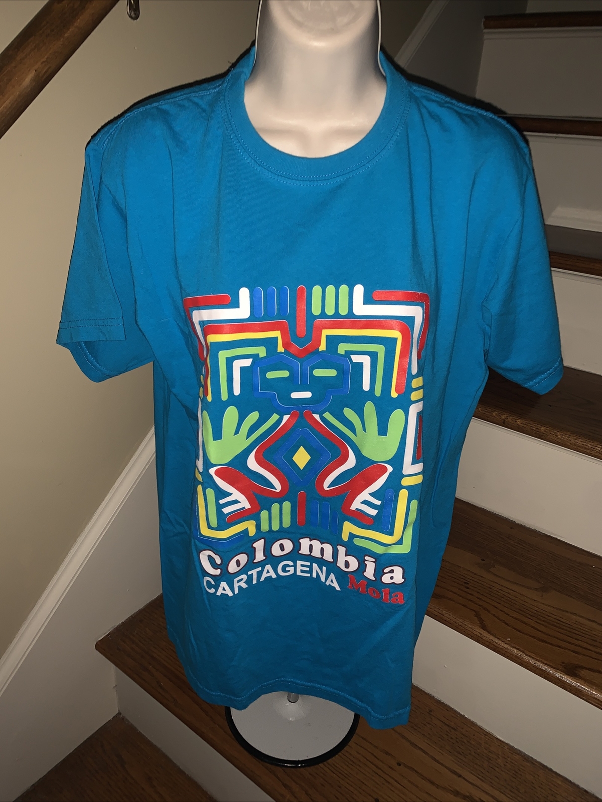 Vintage COLOMBIA CARTAGENA MOLA Design Shirt UNIQUE ORIGINAL Size L Women ❤️tb39