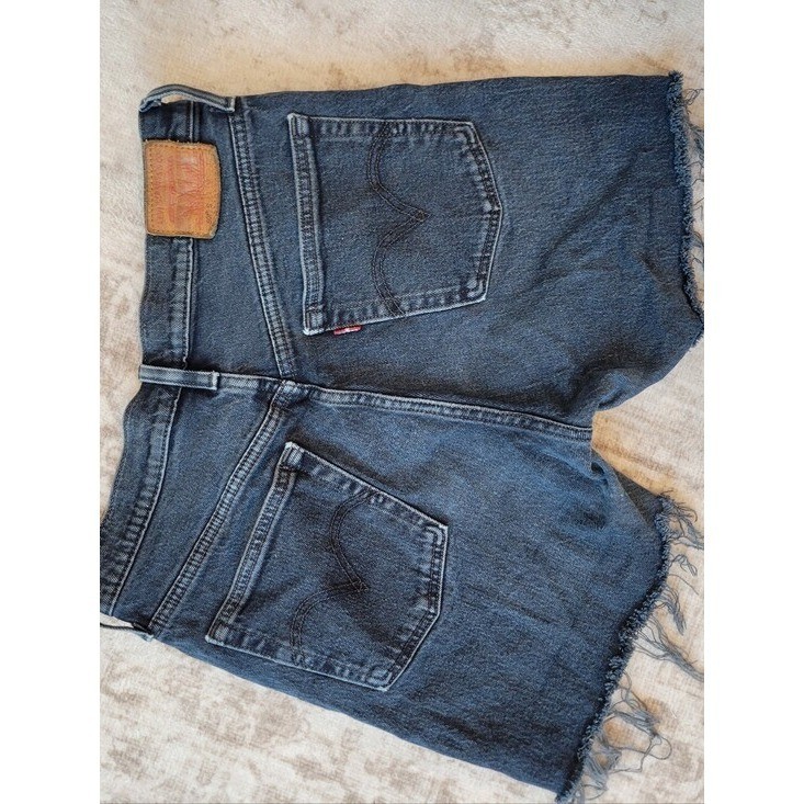 Levi&rsquo;s Womens 27 Dark Wash Button Fly Cut Off Shorts Grunge Streetwear