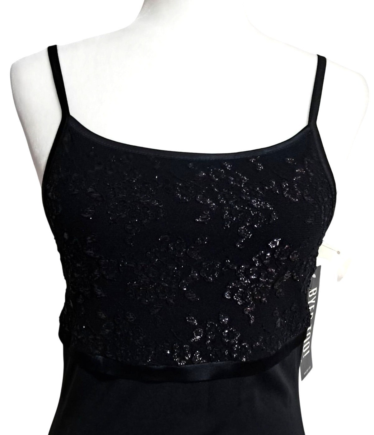 90s Byer Too Sz M Black Whimsygoth Floral Metallic Bodice Floor Length Formal