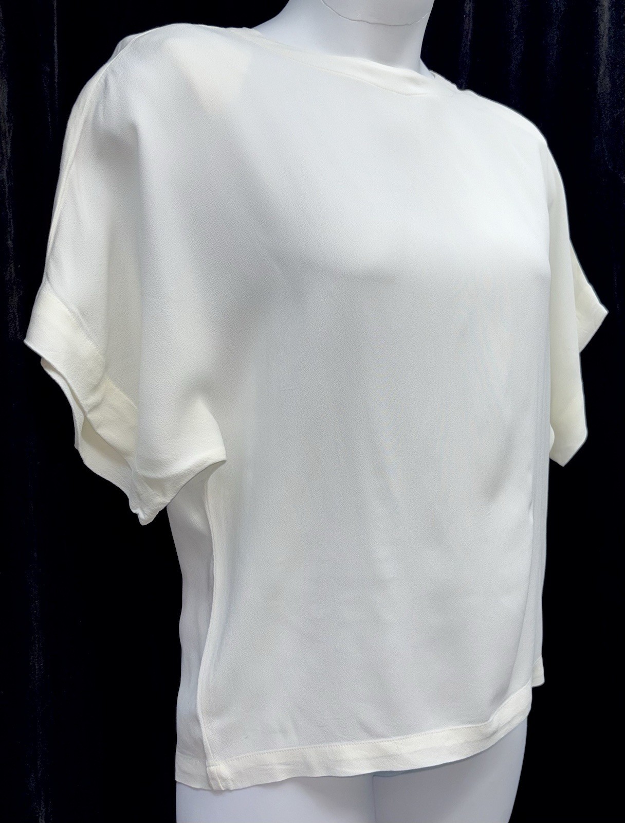 Vintage Karen Kane Women Size 12 Keyhole Button Short Dolman Sleeve Top Ivory