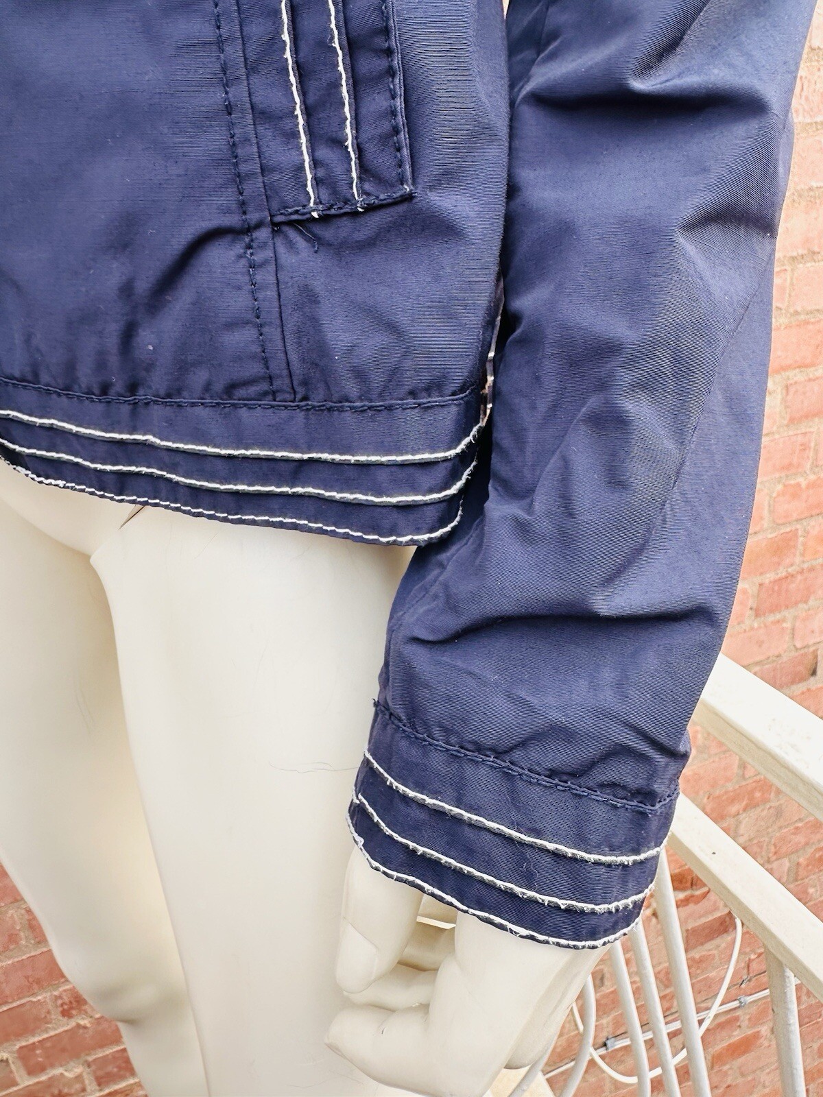MOSCHINO Blazer Jacket Short Navy Blue White Popeye Buttons Cartoon Size IT 46 L