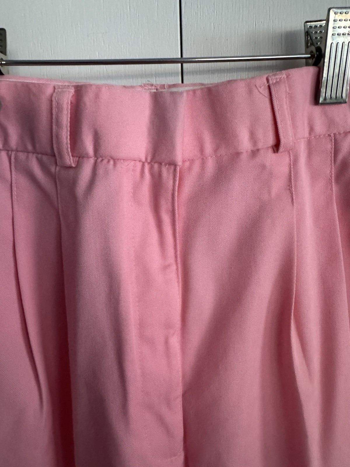 Vintage 1980s Pink Pleated Polyester Cotton Blend Pants High Waisted Rise