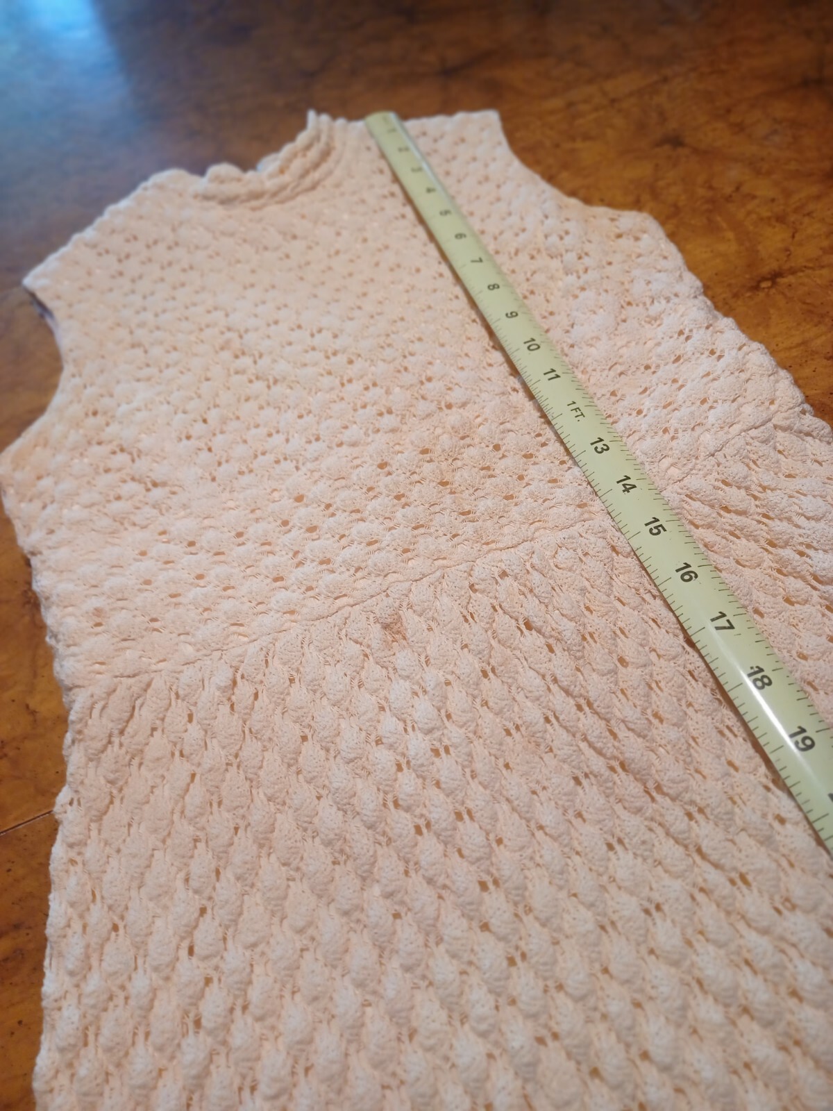 VTG Mid-century 1960s / 1970s Mod Crochet Sleeveless Mini Dress Groovy Ivory S