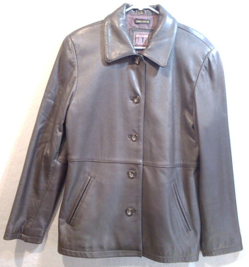 Vtg Adler Authentic Lamb Skin Soft Leather Jacket Womans Lined Coat Brown Sz L