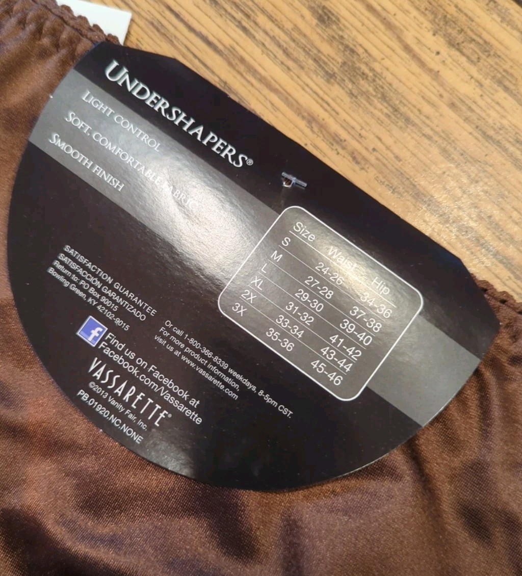 3X Vassarette Undershapers 48001 Light Control Briefs Panties Second Skin Satin