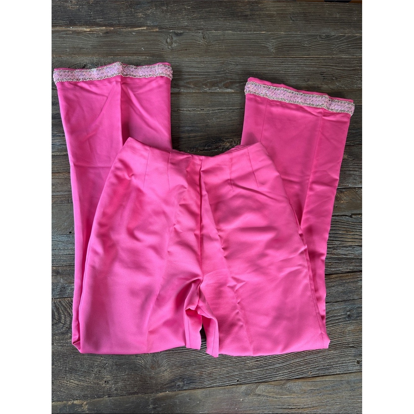 60&rsquo;s Mod hostess Pink Sleeveless Top & kick flare Leg Pants Set