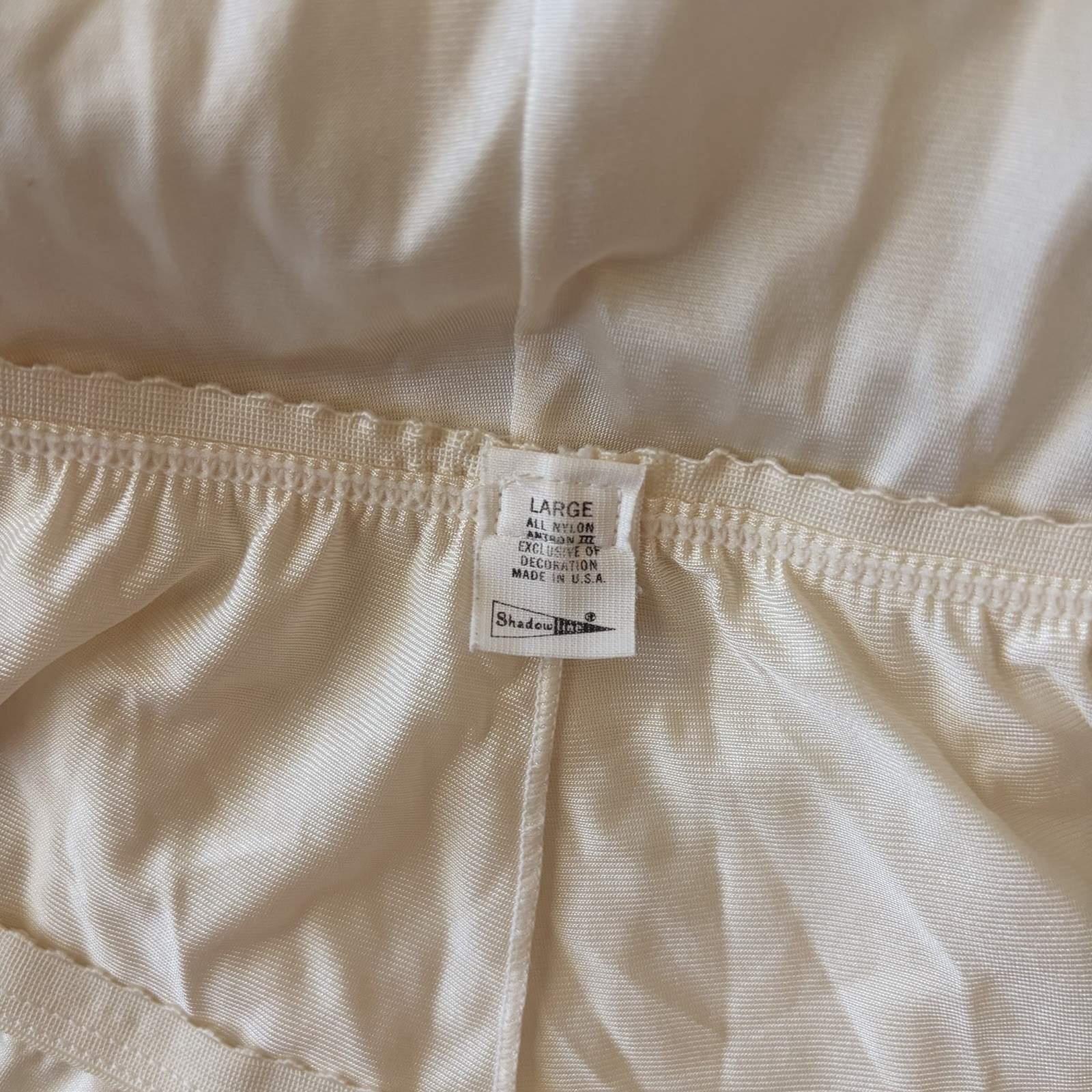Vintage Shadowline Half Slip Womens XL 26” Ivory Nylon Lace Hem Skirt Slip