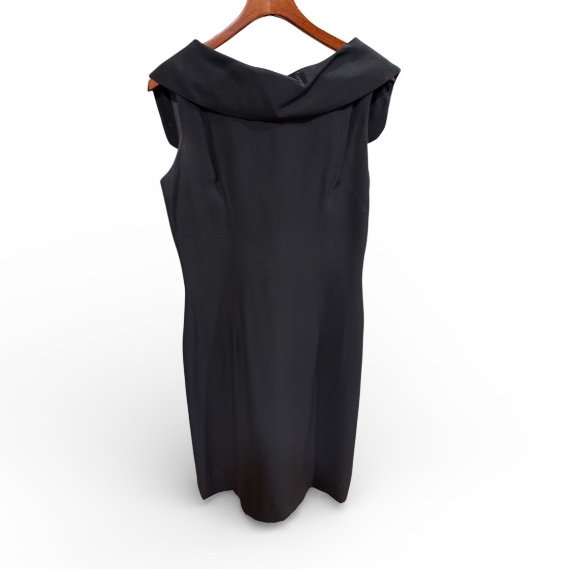 Vtg Elegant Miss of California Black Crepe Portrait Neck Bow Back Dress fits 12