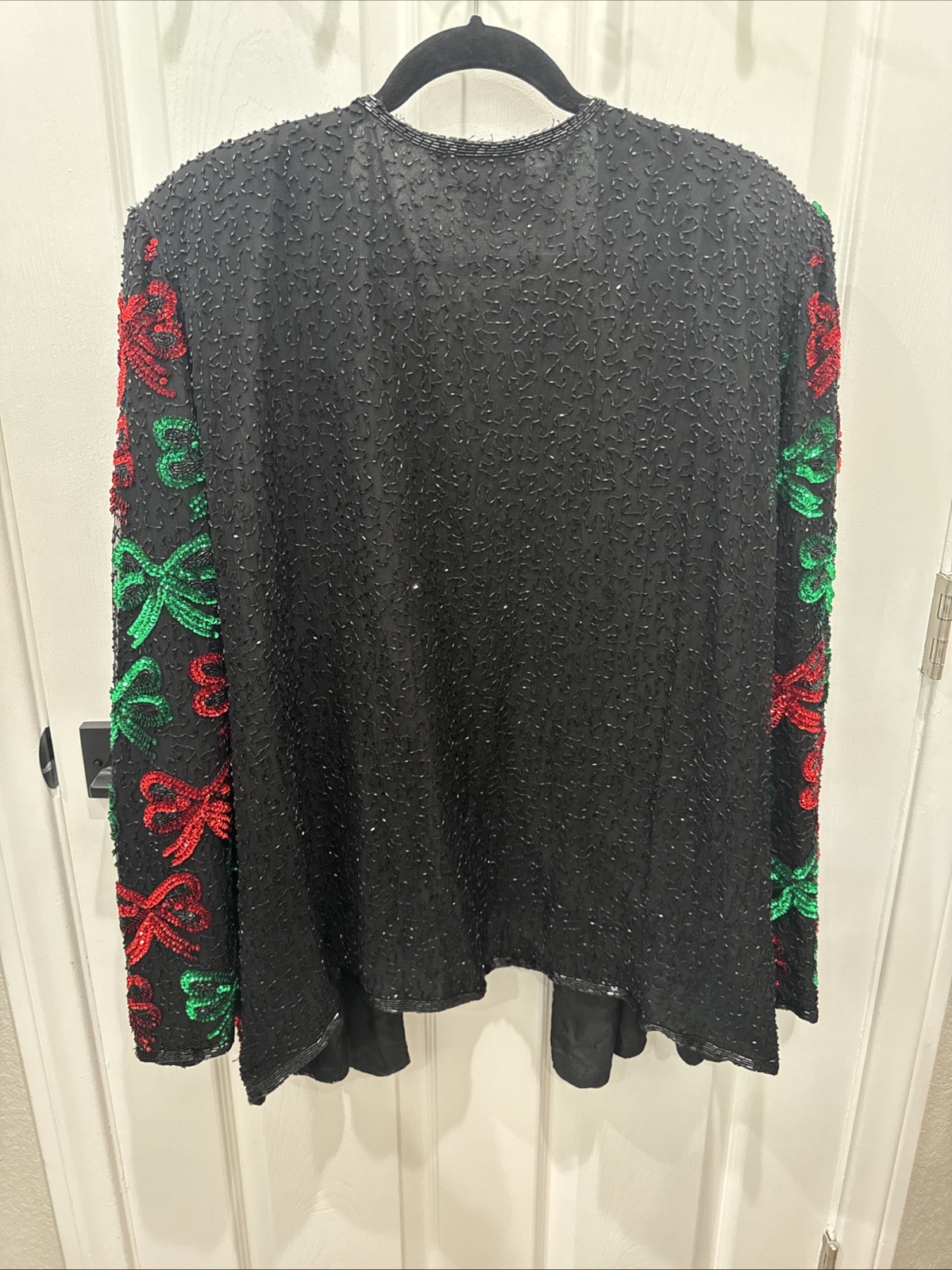 Vintage Laurence Kazar Beaded Sequin Holiday Christmas Bows Jacket Women’s 4X