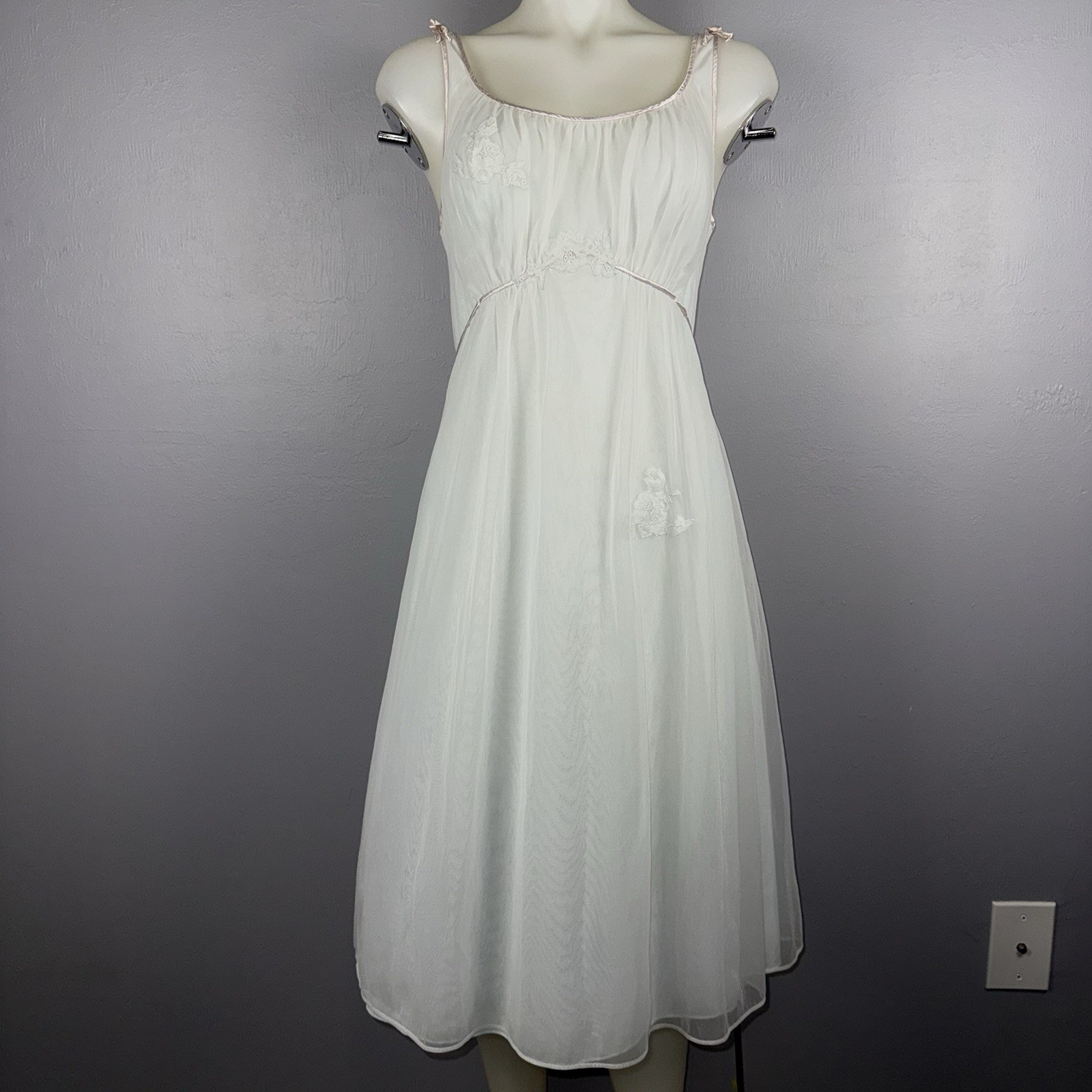 Nightgown Slip Dress Women’s S Chiffon Sheer Fit & Flair Fairycore Vtg *READ