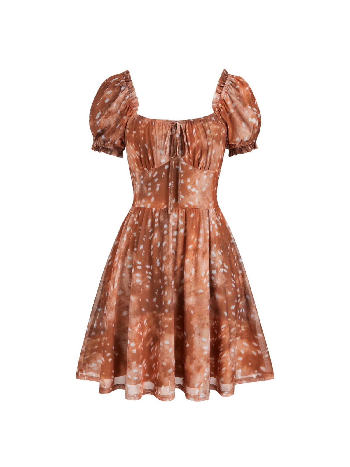 CIDER Women&rsquo;s Square Neck Lightweight Puff Short Sleeve Mini Dress Floral Pri…