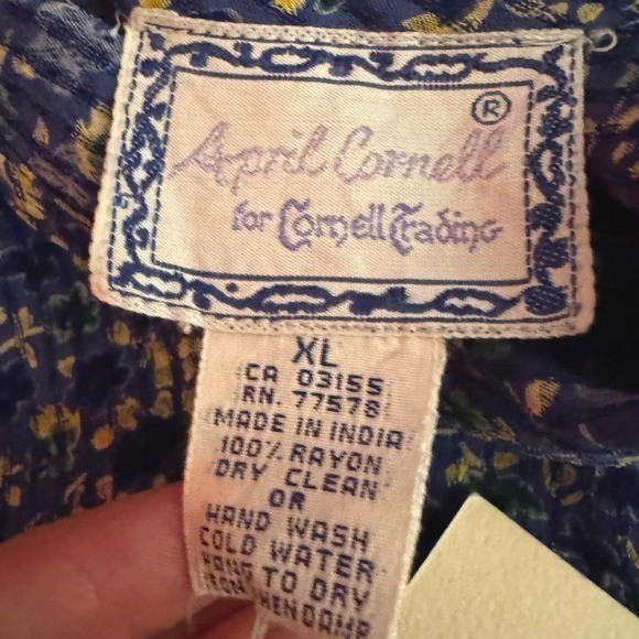 Vintage 1990&rsquo;s NWT April Cornell Floral Blue Yellow Maxi Prairie Cottage Dress