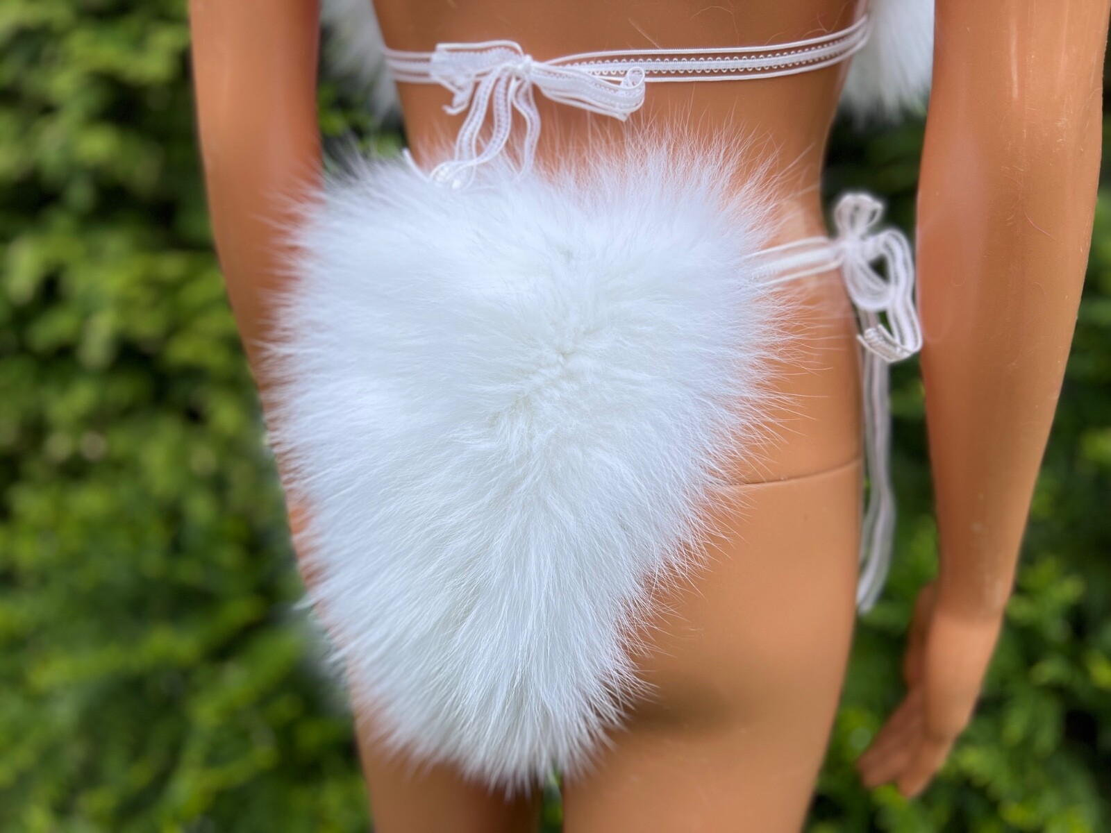 White Arctic Fox Fur Bikini Set – Real Fur, Satin Lined, Handmade Lingerie