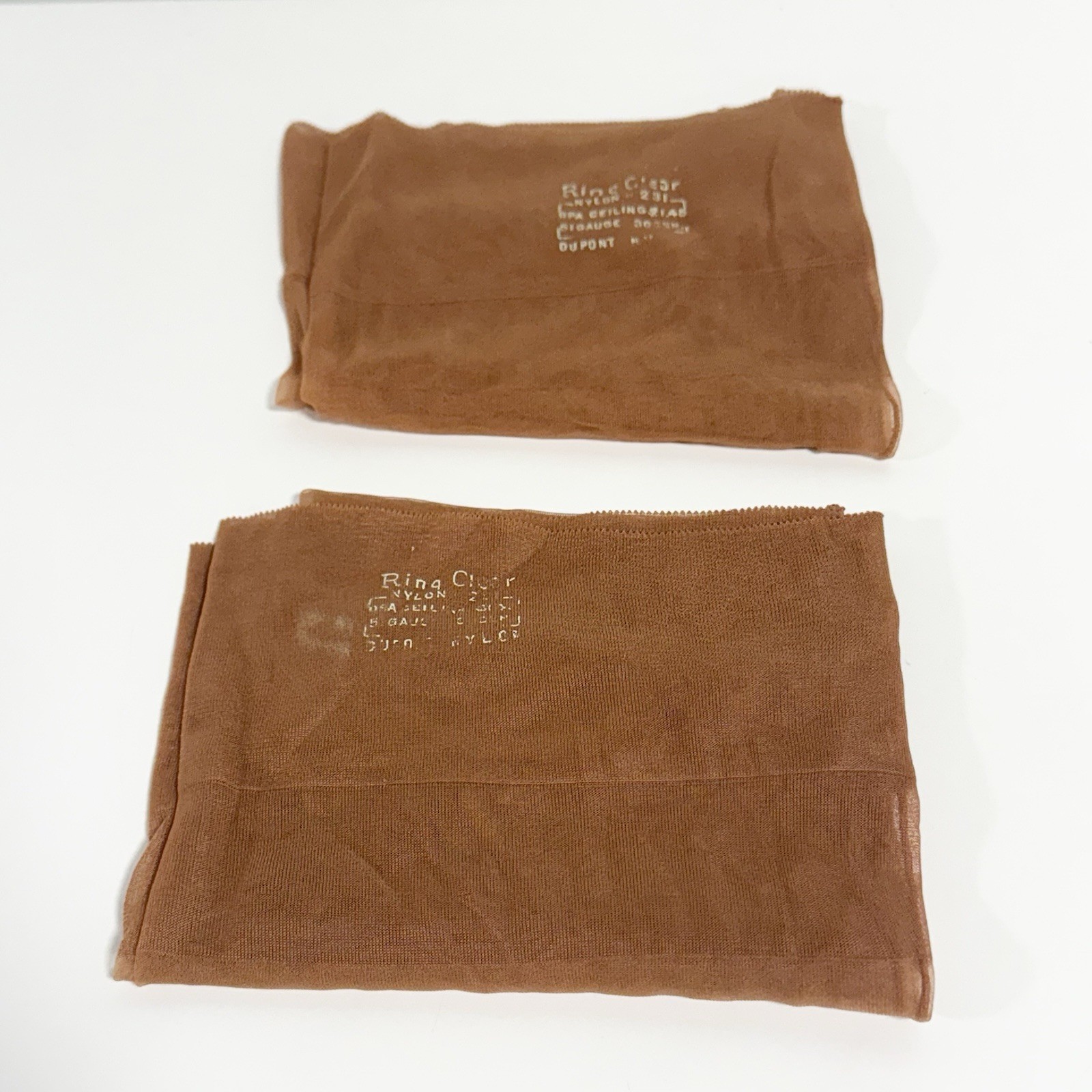 Vintage Ring Clear Full Fashioned DuPont Nylon Stockings Sz 10 RTH Lot Of 2