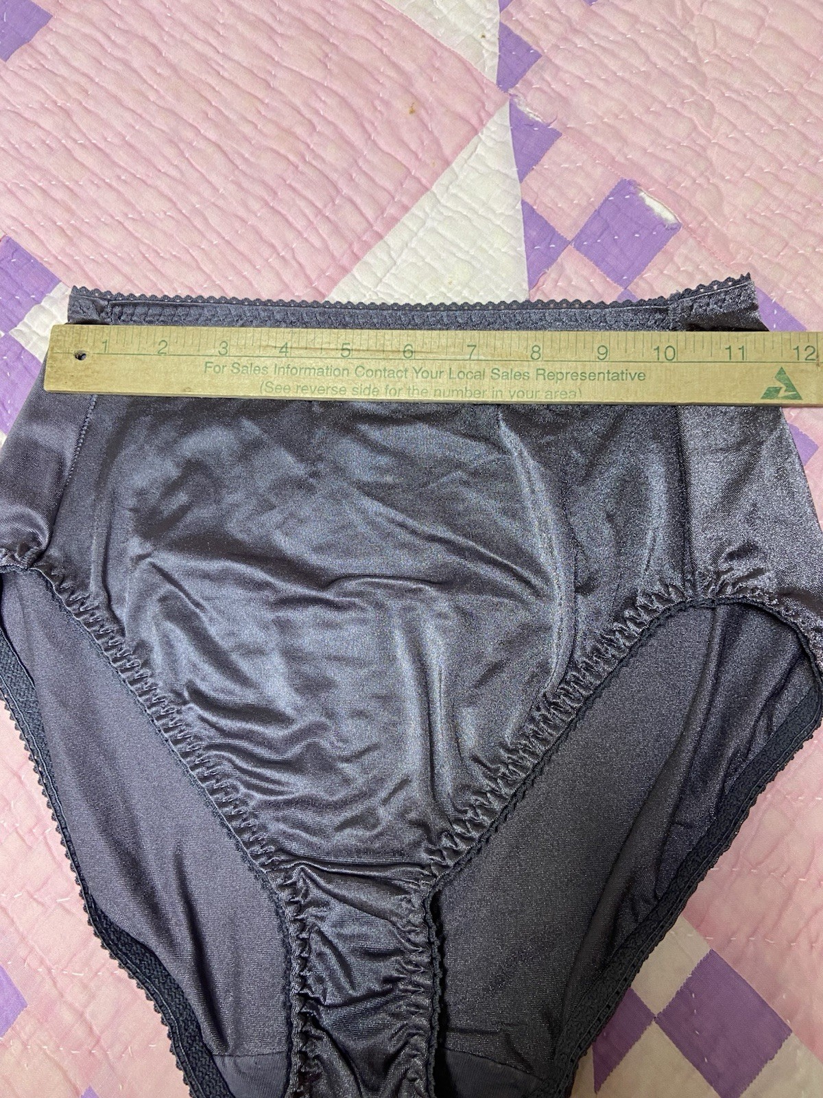 Vtg Vassarette Glossy Satin Black Panties Large Sissy Nylon Blend