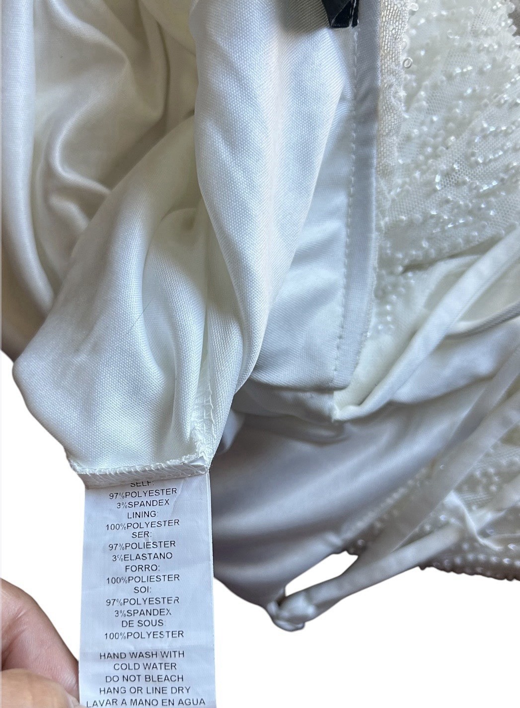 Windsor White Beaded Long Spaghetti Strap Slip Dress XL Polyester Spandex