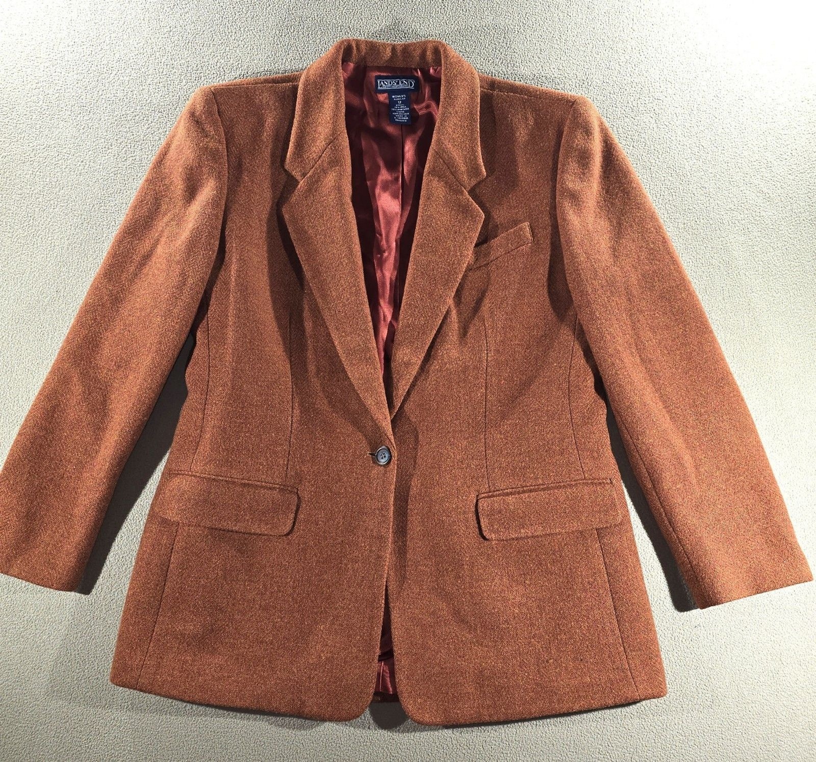 Vintage Land&rsquo;s End Women&rsquo;s Wool Blazer Size 12 in Color Rust