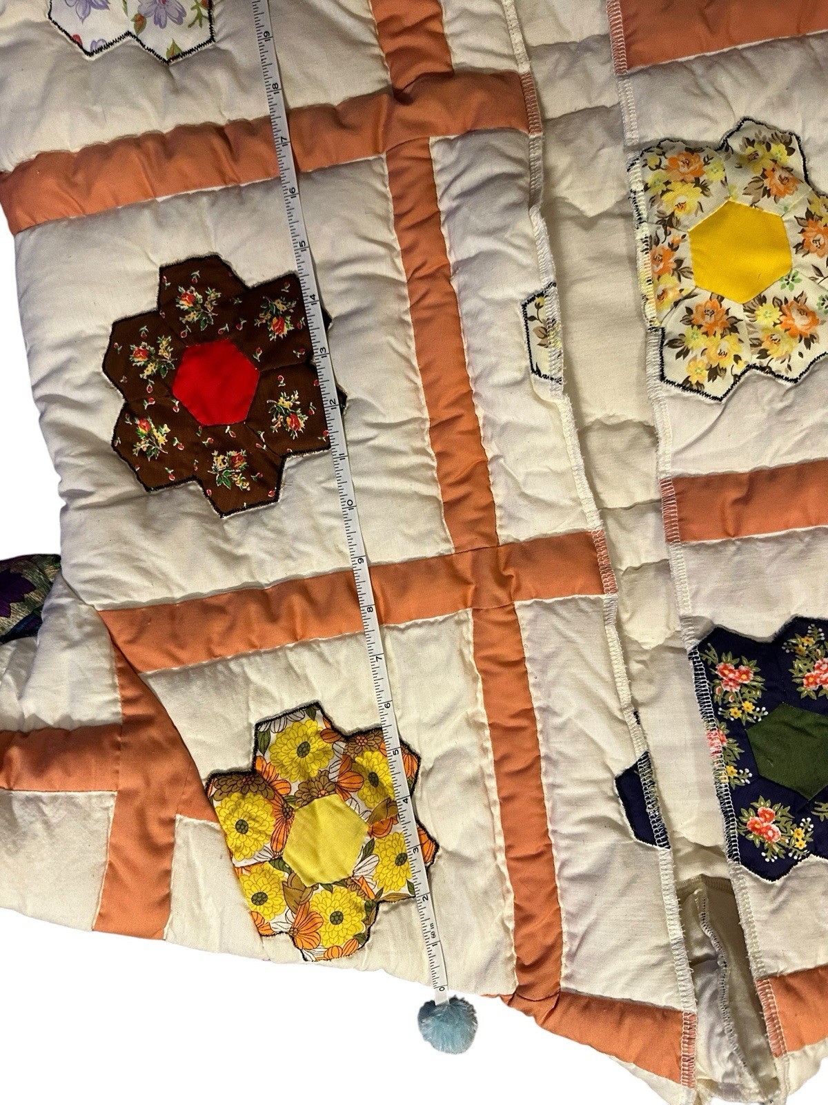 Vintage Flower Garden Handmade Quilt Jacket Coat 1970s Groovy Flower Power