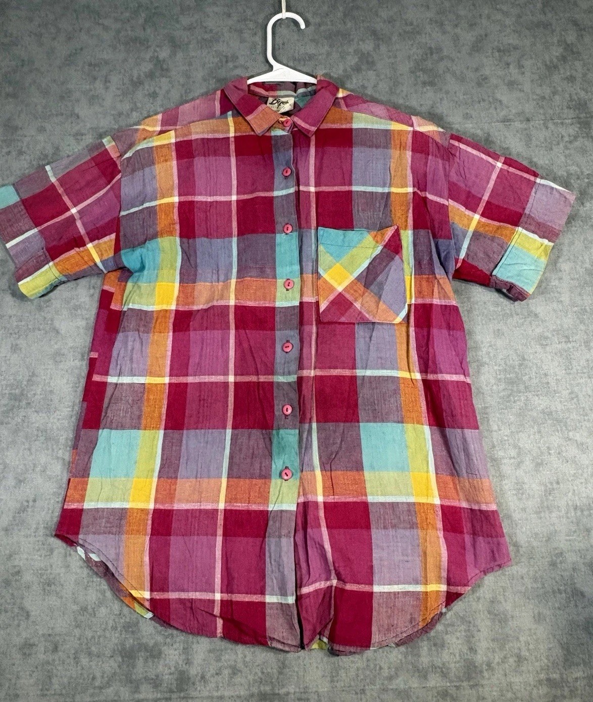 Vintage Byer California Plaid Button Shirt USA Cotton Women’s M Colorful
