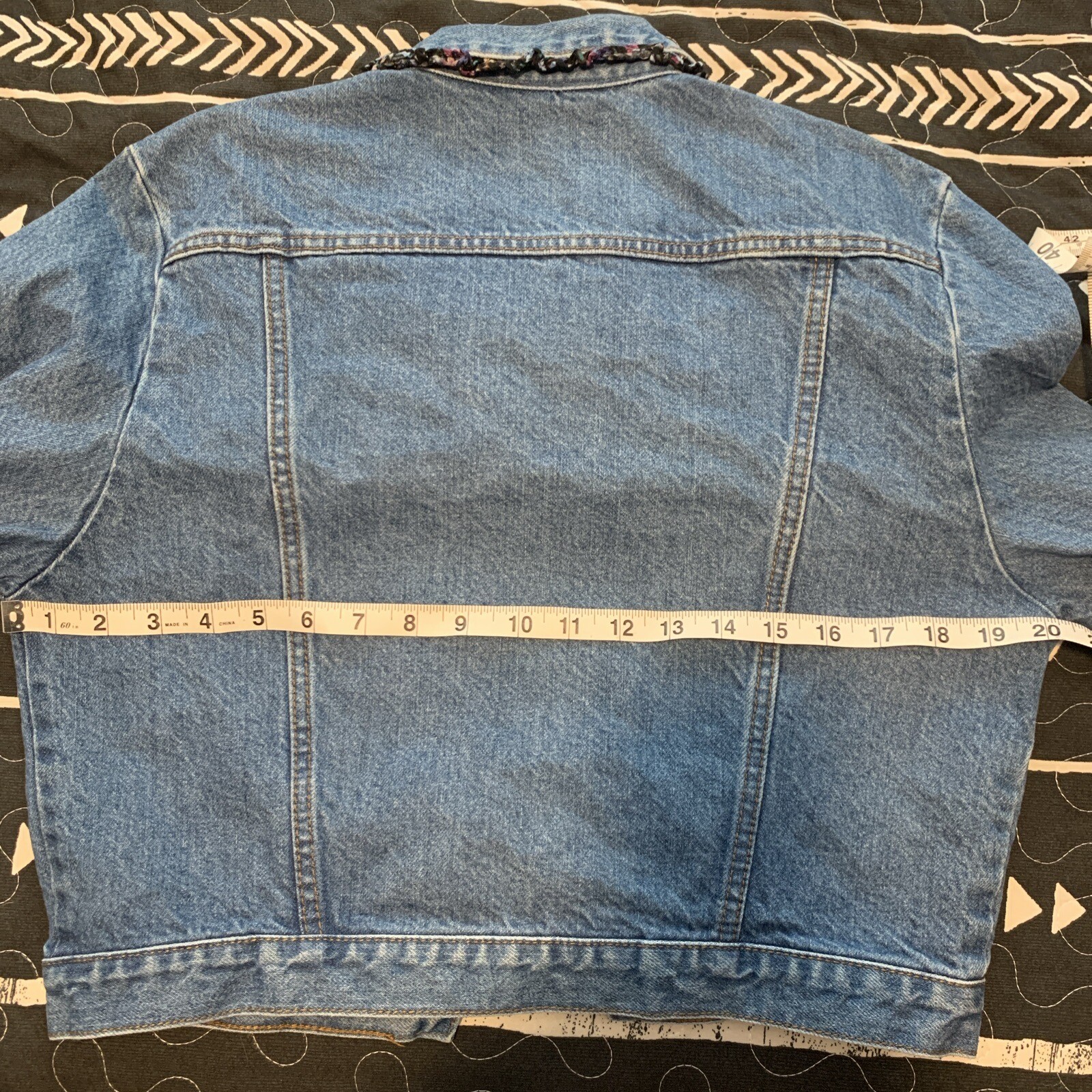 Vintage California Concepts Denim Jacket 80s 90s Romantic Ruffle Trim Crop Sz S
