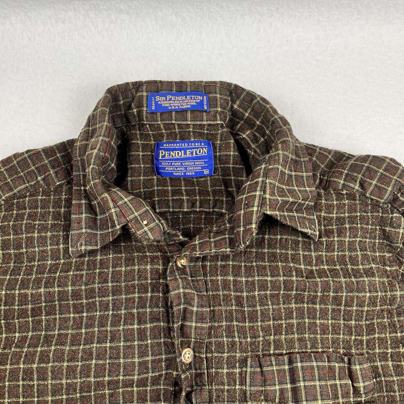 Vintage Pendleton Sir Pendleton Fine Wool Flannel Brown Plaid Medium