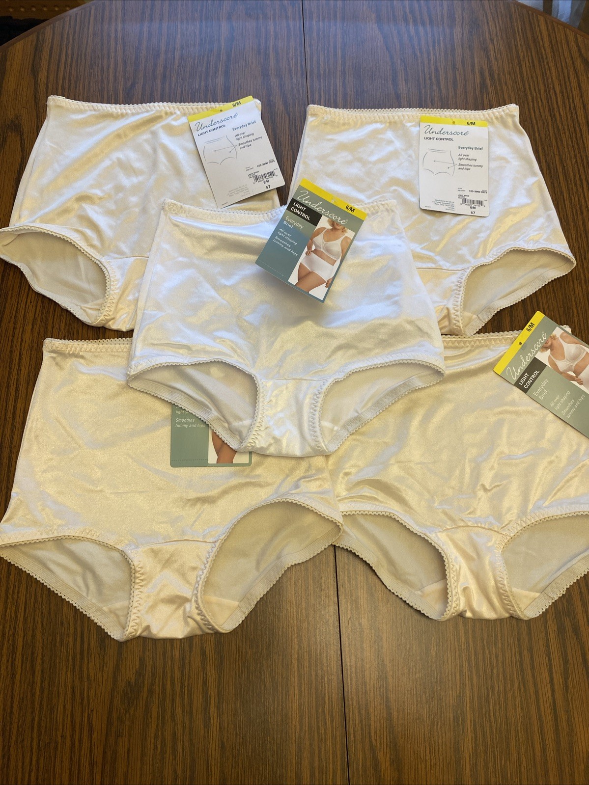 Lot Of 5 Underscore Light Control Satin Second Skin Panties Size 6 Medium