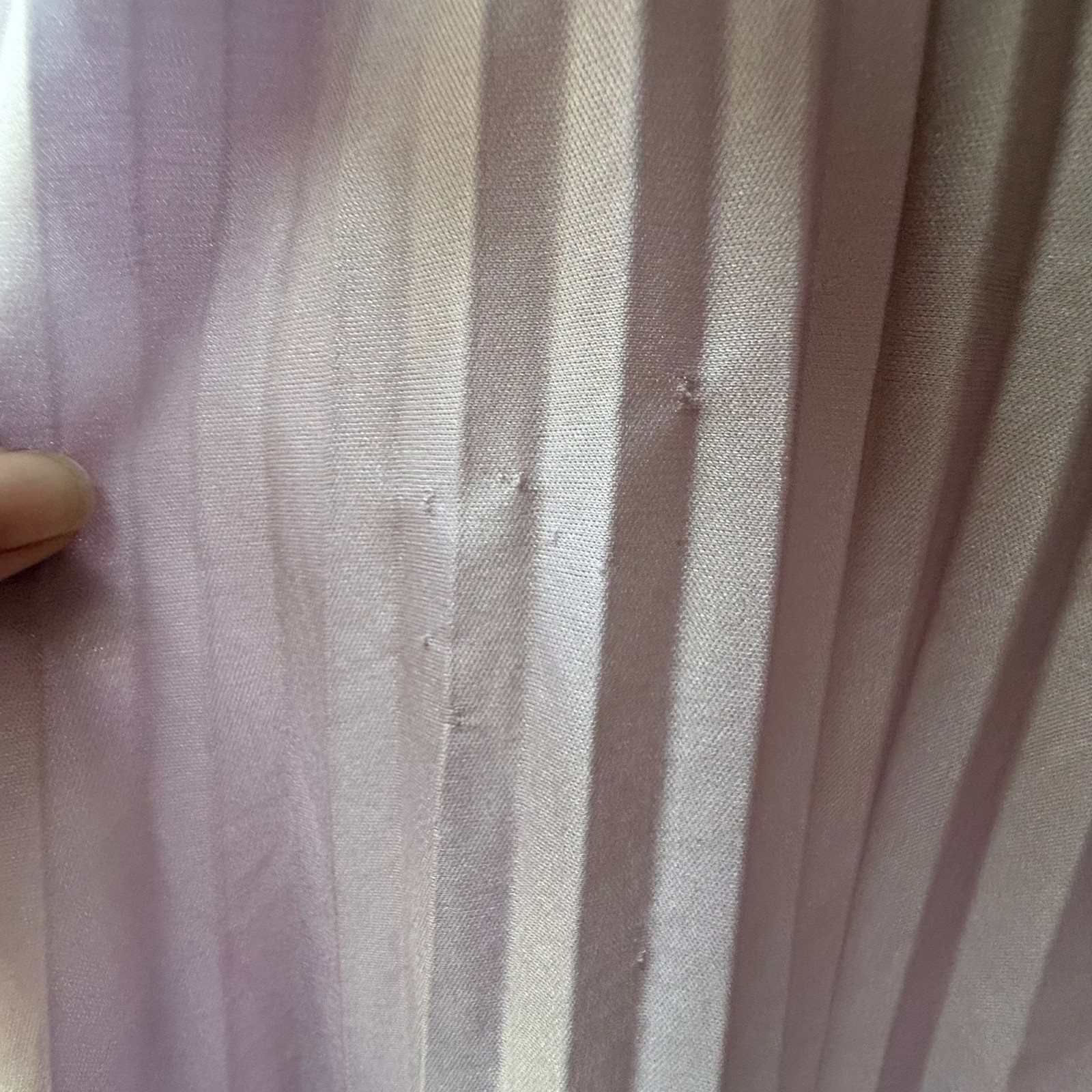 Vintage 1970s Lilac Pleated Lace Maxi Dress with Ribbon Peplum and High Neck