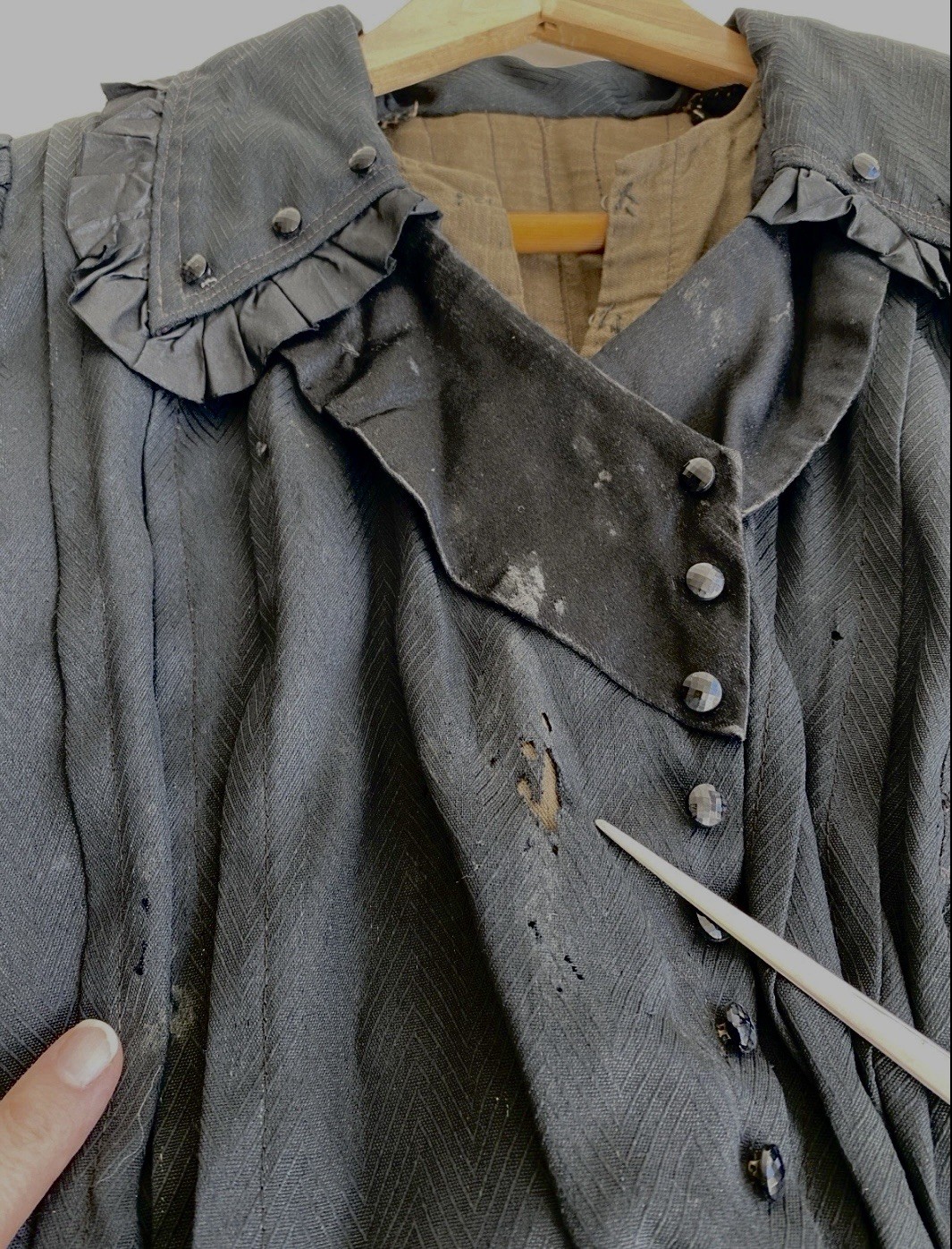 Antique Edwardian S Fine Wool Silk Trim Mourning Jacket Victorian