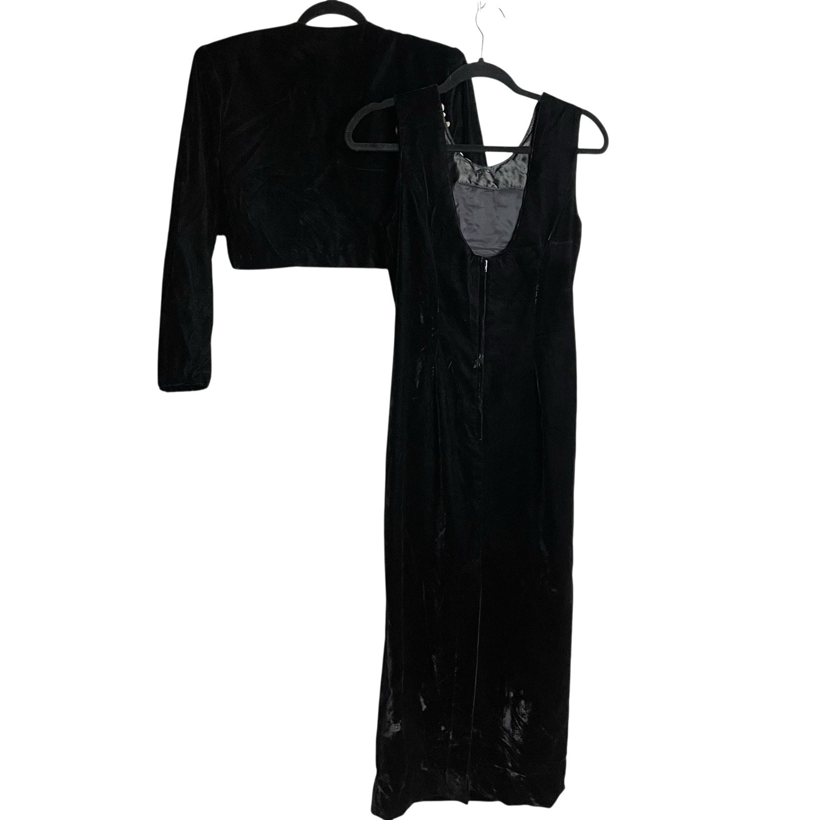 Vtg Scott McClintock Womens 2 Pc Formal Dress Bolero Jacket Size 10 Black Velvet