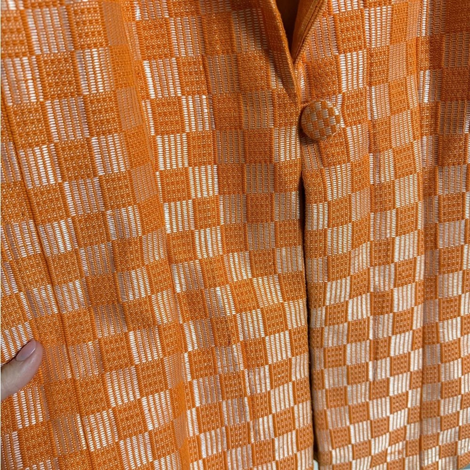 VTG 60s Handmade Checkerboard Print Metallic Blazer Jacket