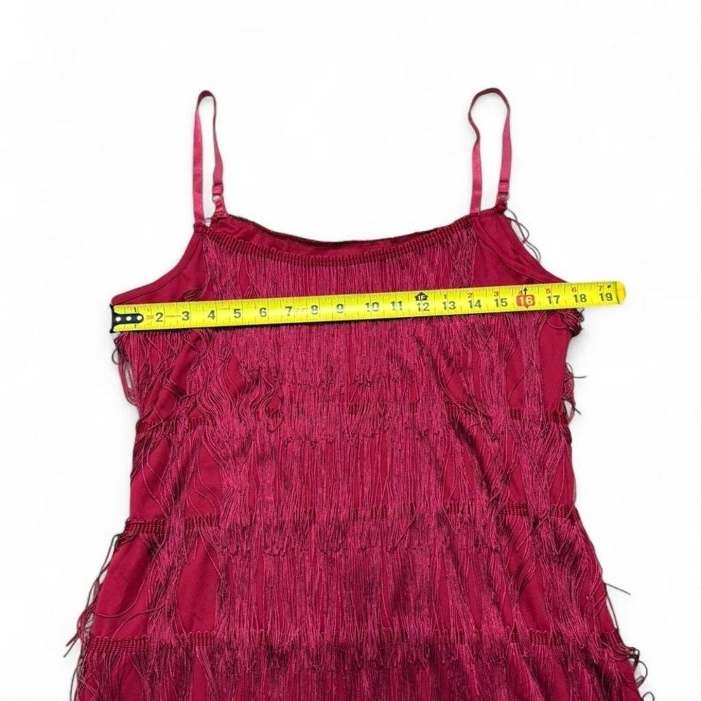 Red 1920&rsquo;s mini dress flapper inspired fringe adjustable straps gatsby party L