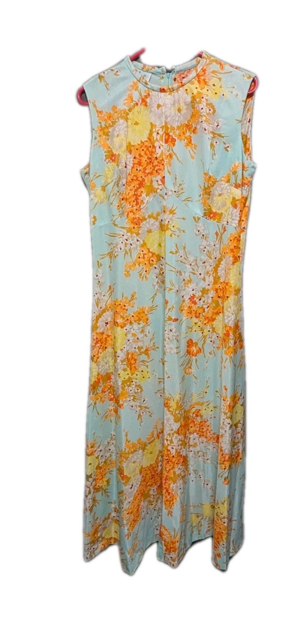 70s Maxi Dress and top Silky Acetate Psychedelic Size XL
