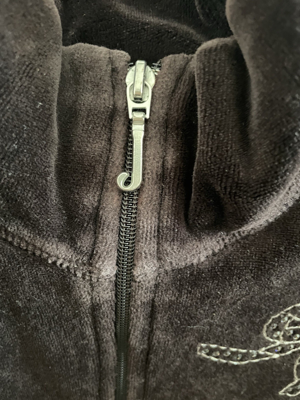 Juicy Couture Y2K Bow Brown Velour Zip Up Track Jacket Size M/36 Fits Like XS/S