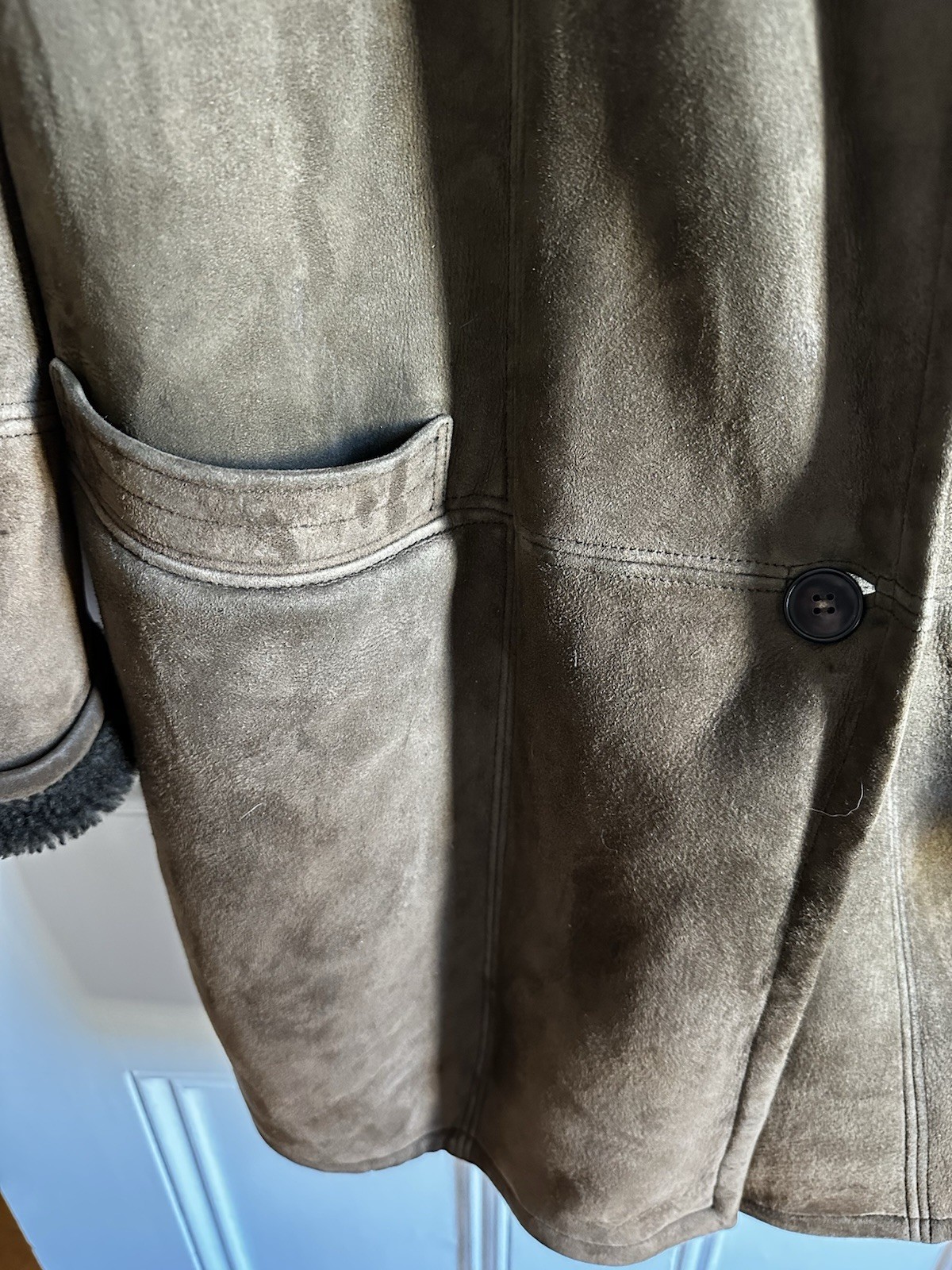 Vintage Brown Lambskin Shearling Authentic Spanish Lamb Lined Jacket Coat M/L