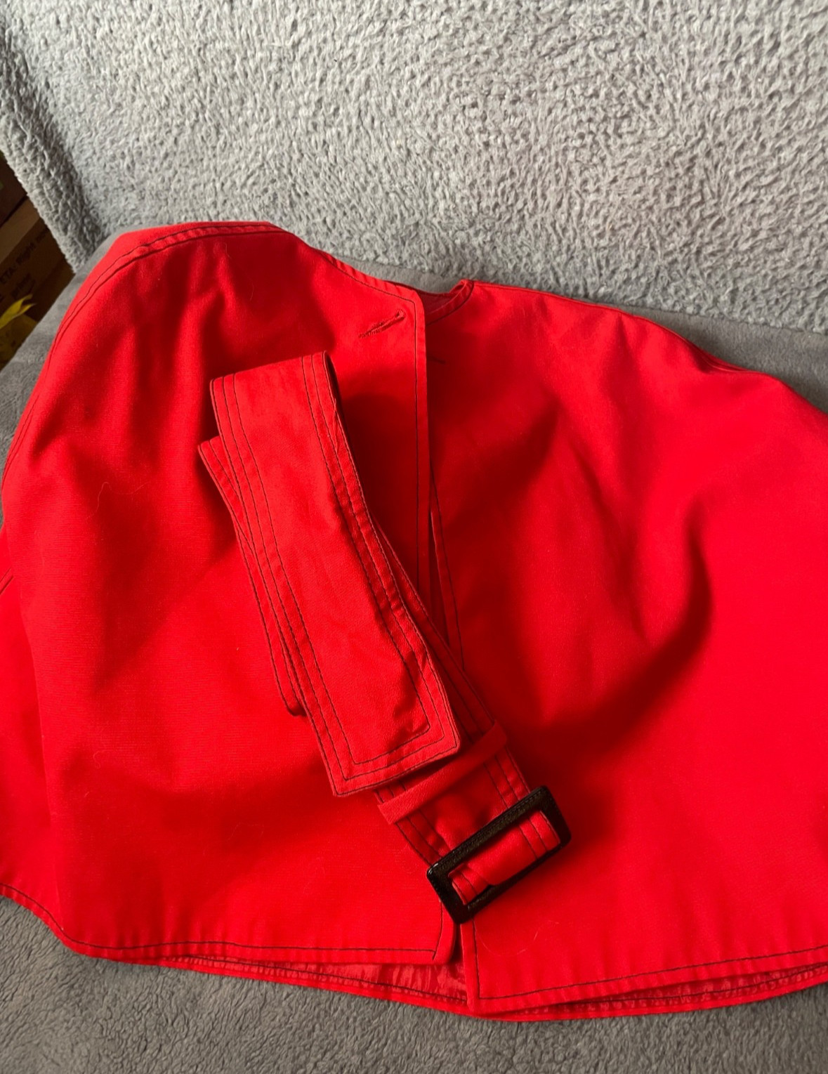 Vintage Junior Accent Red S/M Belted Trench Coat Cape Overlay 60s Retro Mod VTG