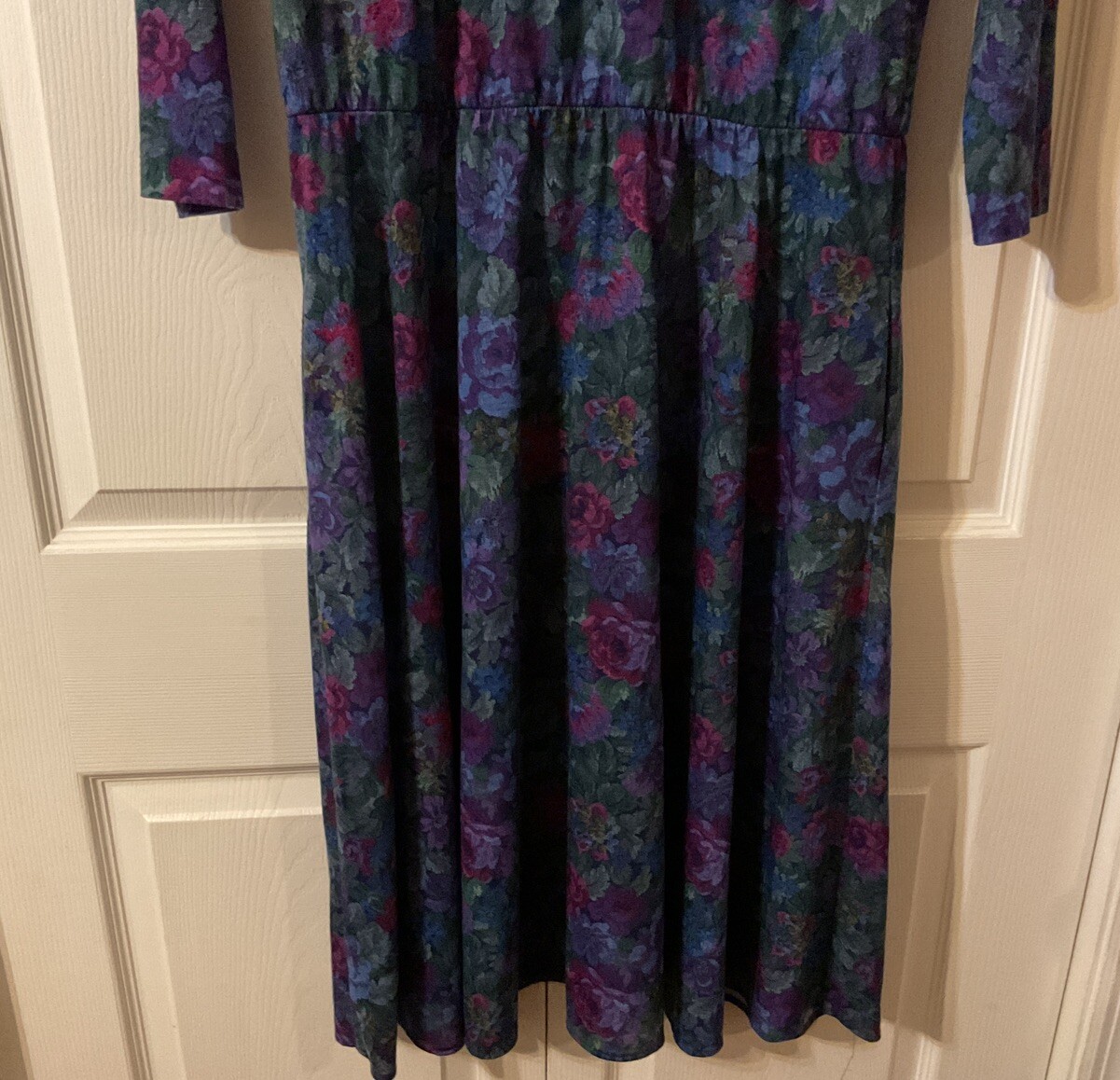 Stuart Alan Petites Vintage Floral Maxi Dress Semi Sheer 12P U.S.A. Cottage Core