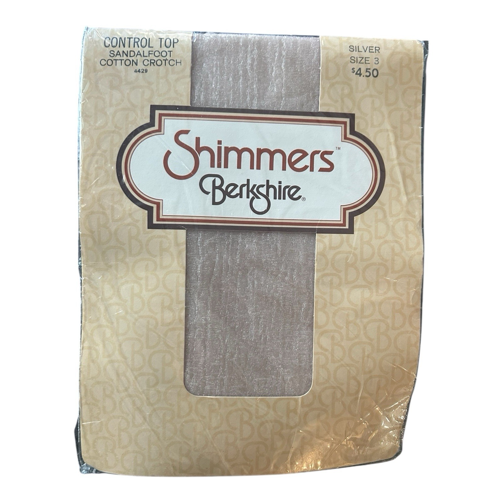 VTG NOS Berkshire Shimmers Pantyhose Sz 3 Silver Control Top Sandalfoot #4429