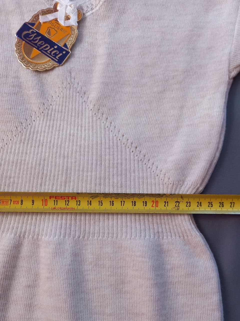 Vintage Essepici Italy Wool Silk Undershirt Dress Lace Trim White Thermal Sz S/M