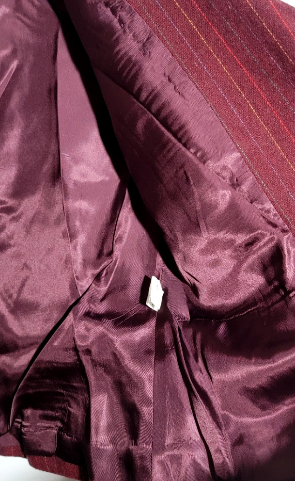 70s VTG Tailored Burgundy Pinstripe Blazer Jacket Wool Lined Pockets M Boss Lady