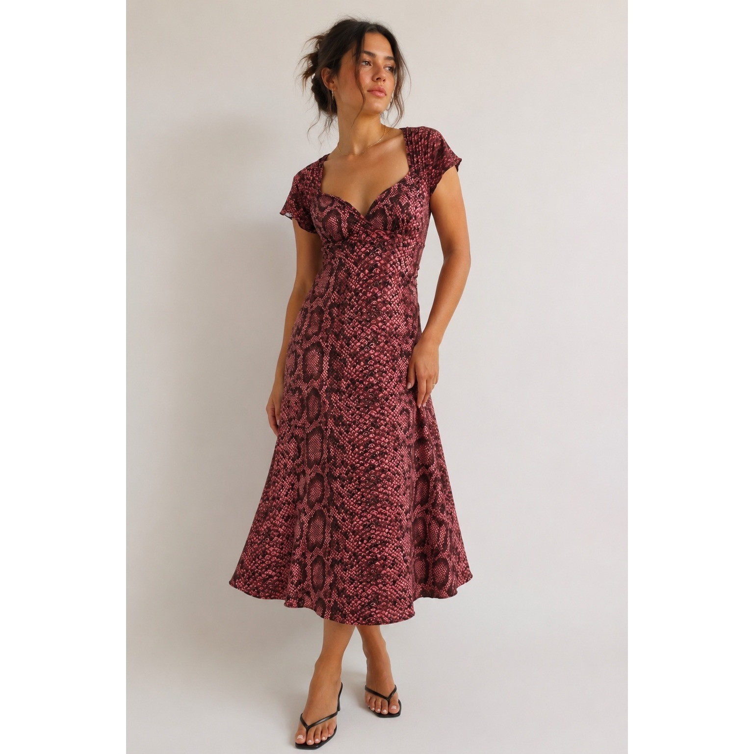 Betsey Johnson Vintage Dress S Snake Print Sweetheart Midi Y2K 90&rsquo;s Grunge