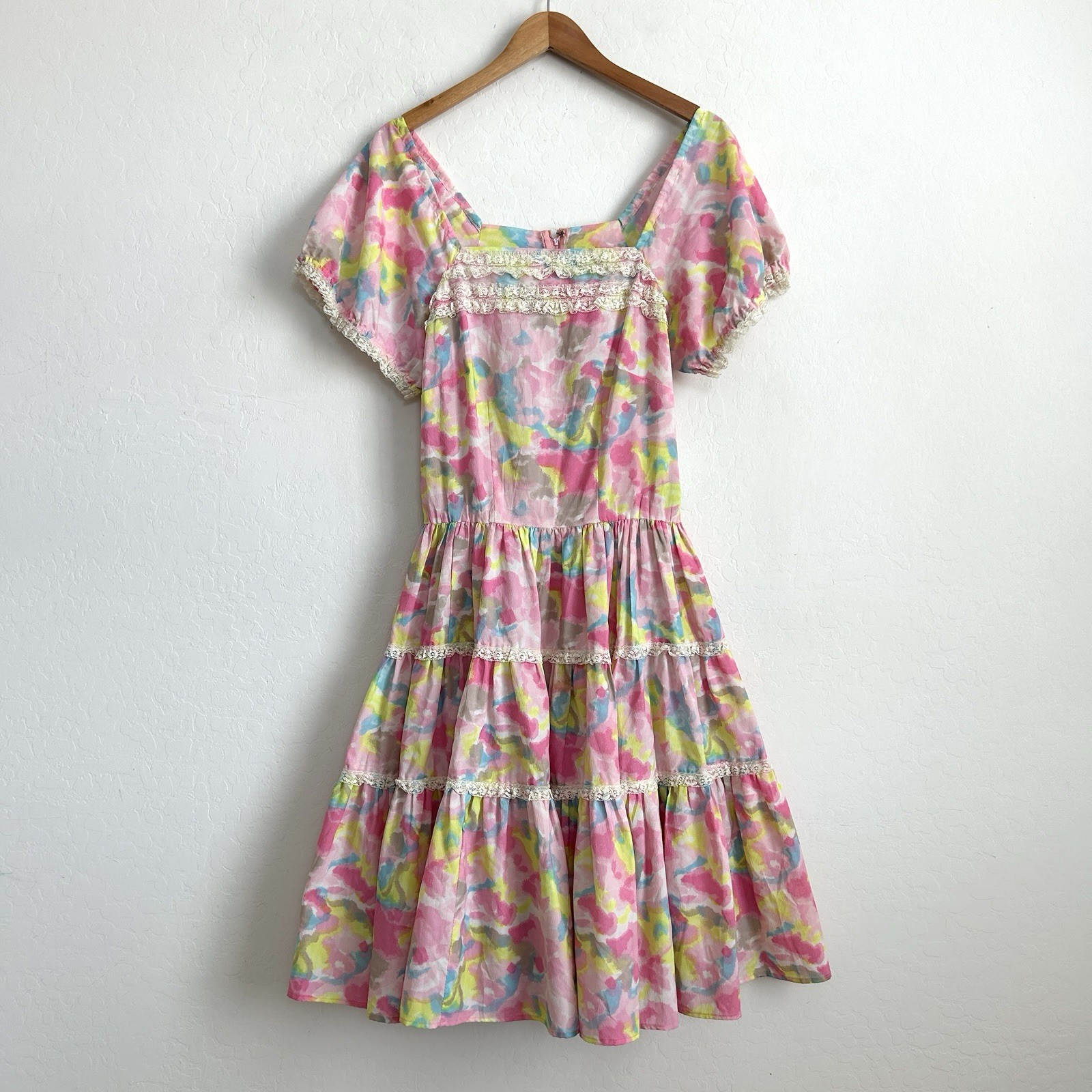 Faye Creations Vintage Dress Square Dance Patio 50s Ruffles Colorful Floral