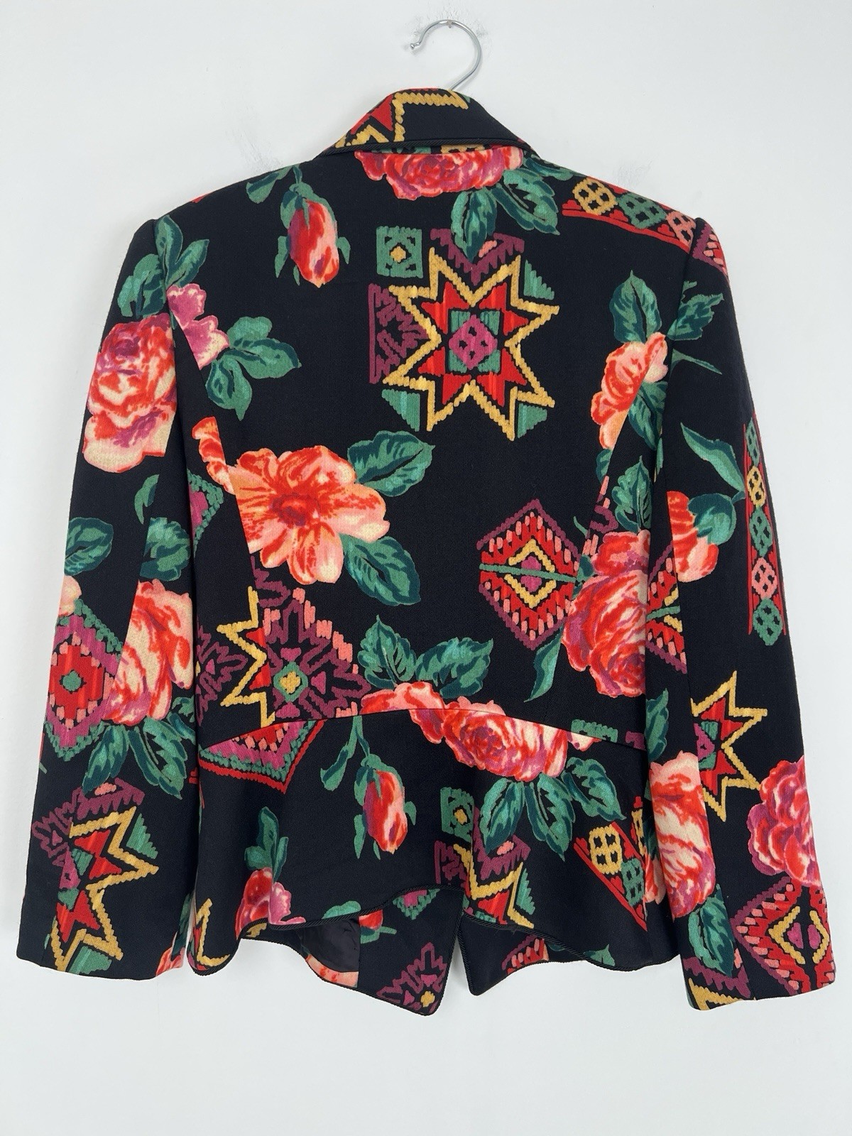 Vintage Emanuel Ungaro Solo Donna Paris Wool Floral Blazer Jacket Size 8 Italy