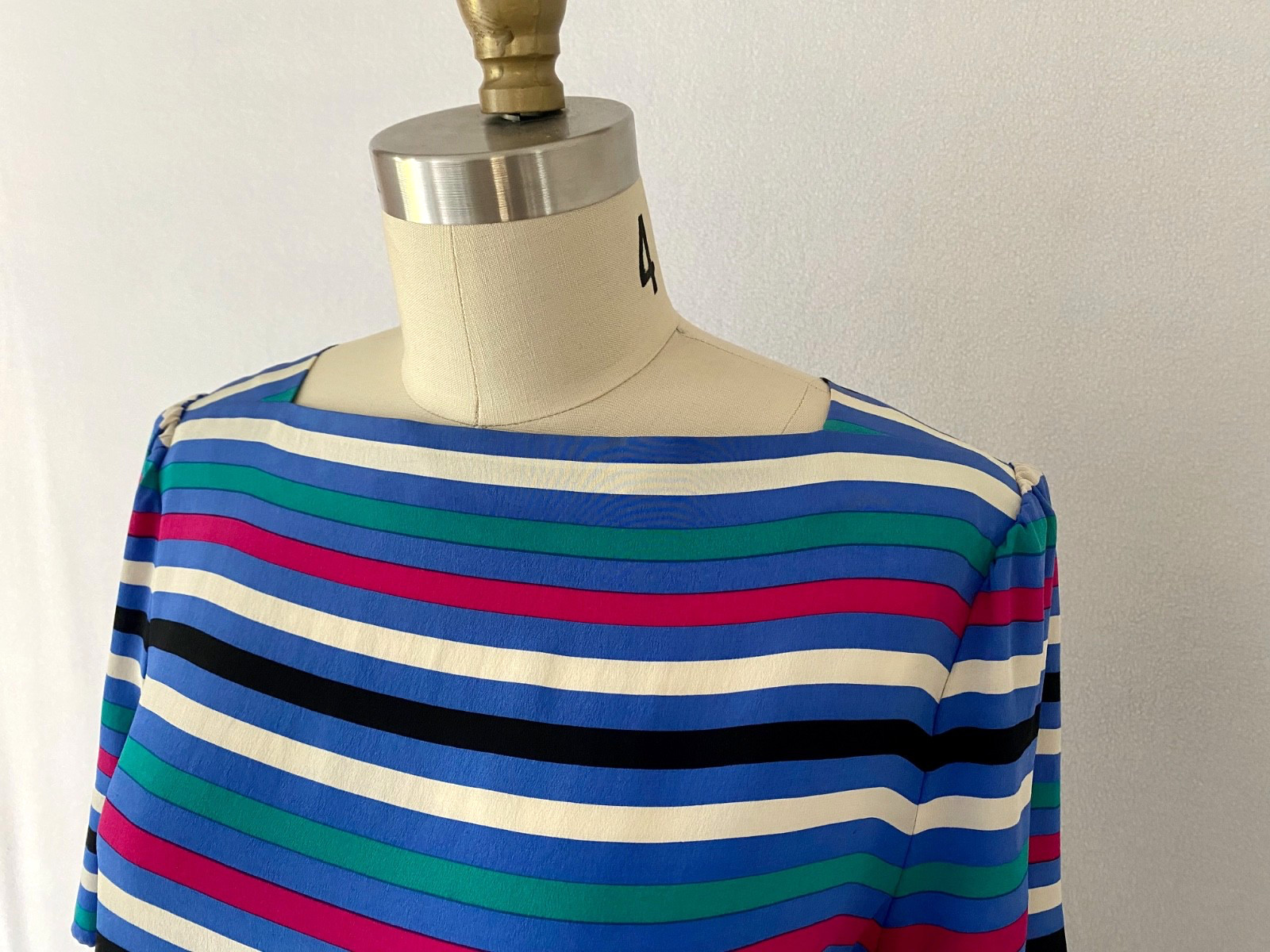 Ca. 1980s Vintage Striped Silk Skirt and Blouse Set by Silk Studio
