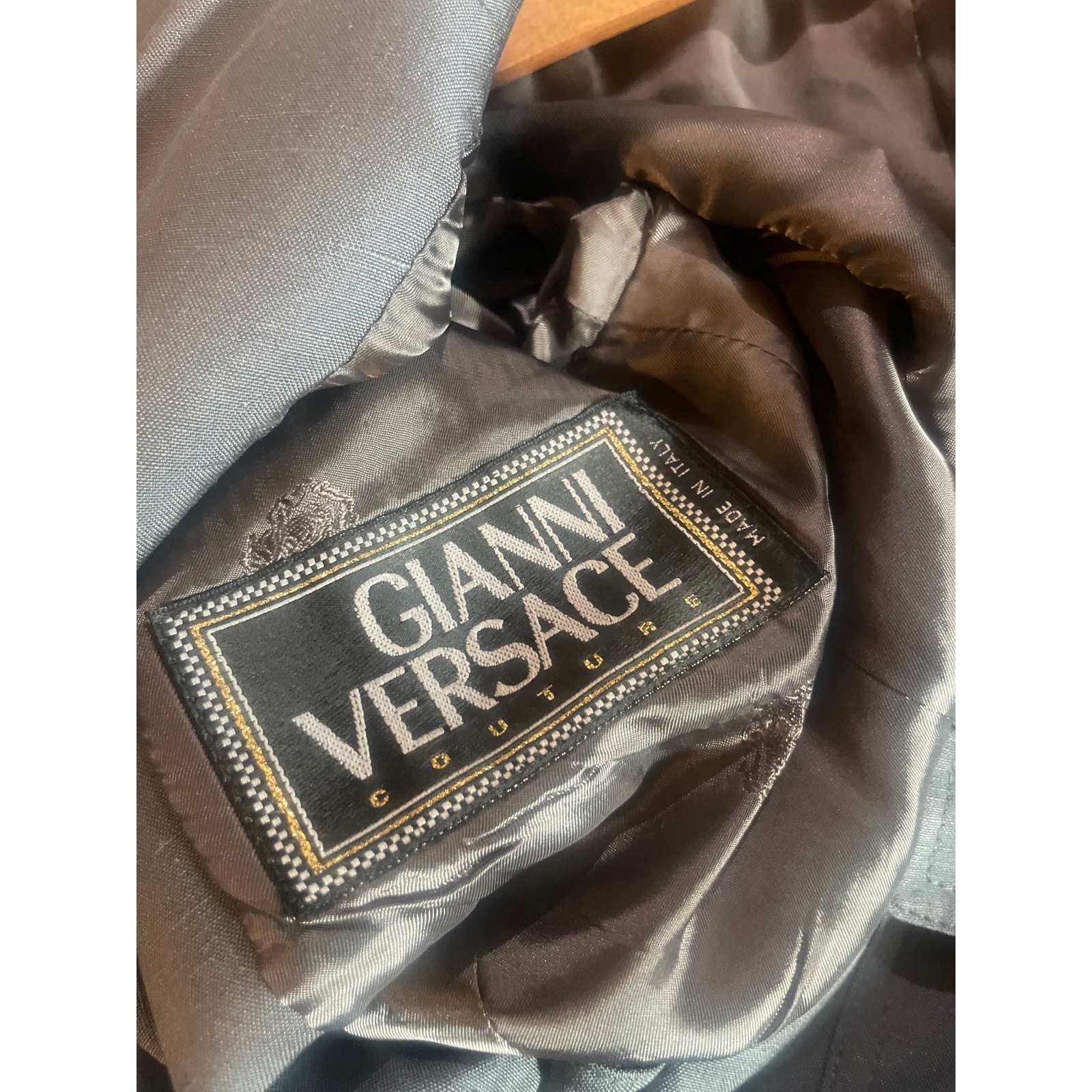 VERSACE Couture Gray Fitted Military Jacket Dress Length Size 4