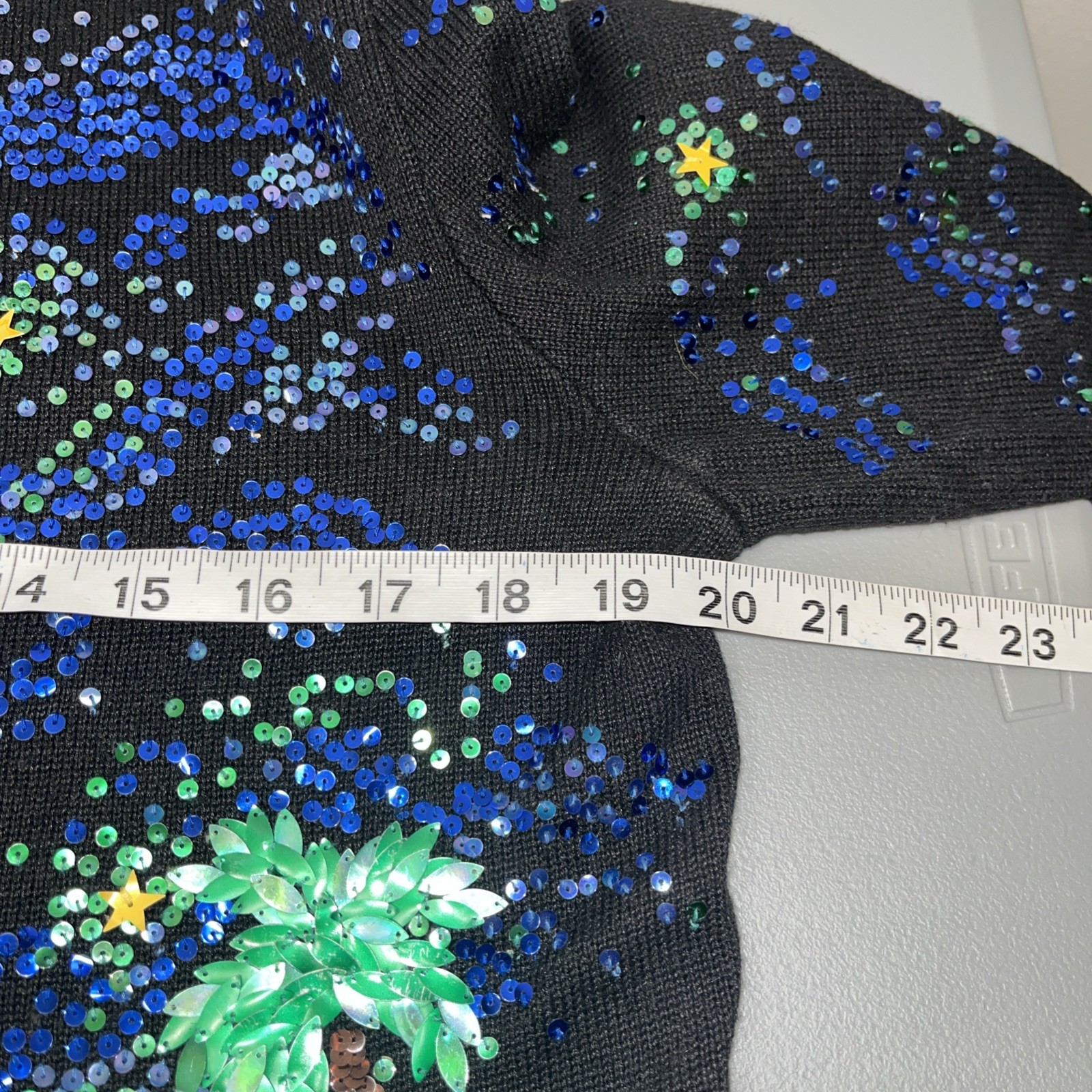 2001 VTG Michael Simon Event Nativity Scene Sequin Sweater Cardigan S