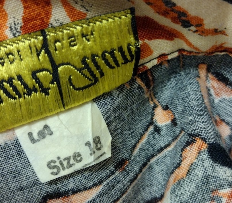 Stuart Alan Size 18 Vintage A-line Brown Print Dress Button Front Collar Womens