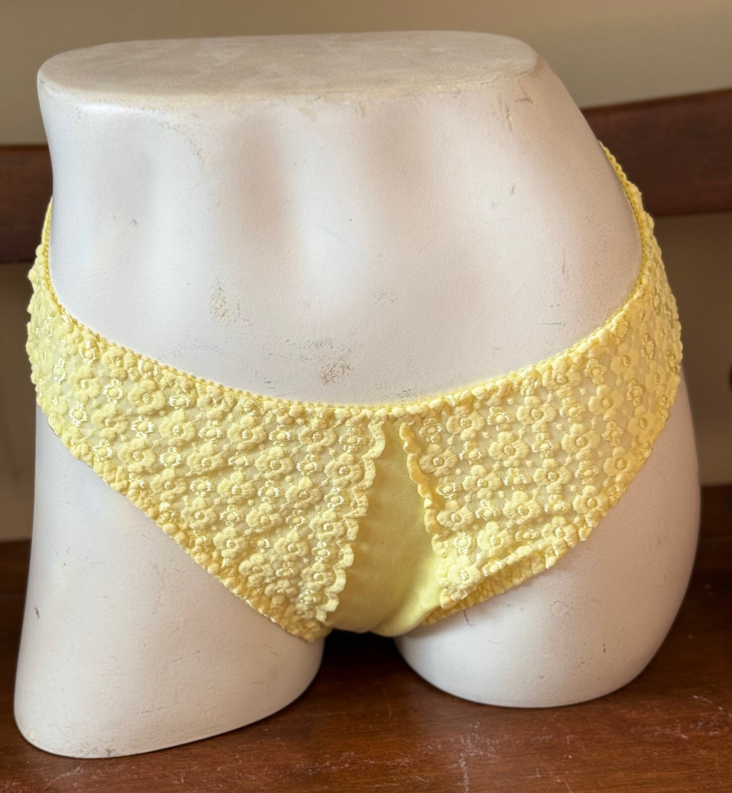 VINTAGE OLGA ~ YELLOW ~ SIMPLY PERFECT LACE HI-KINI PANTIES ~ SiZE MEDIUM