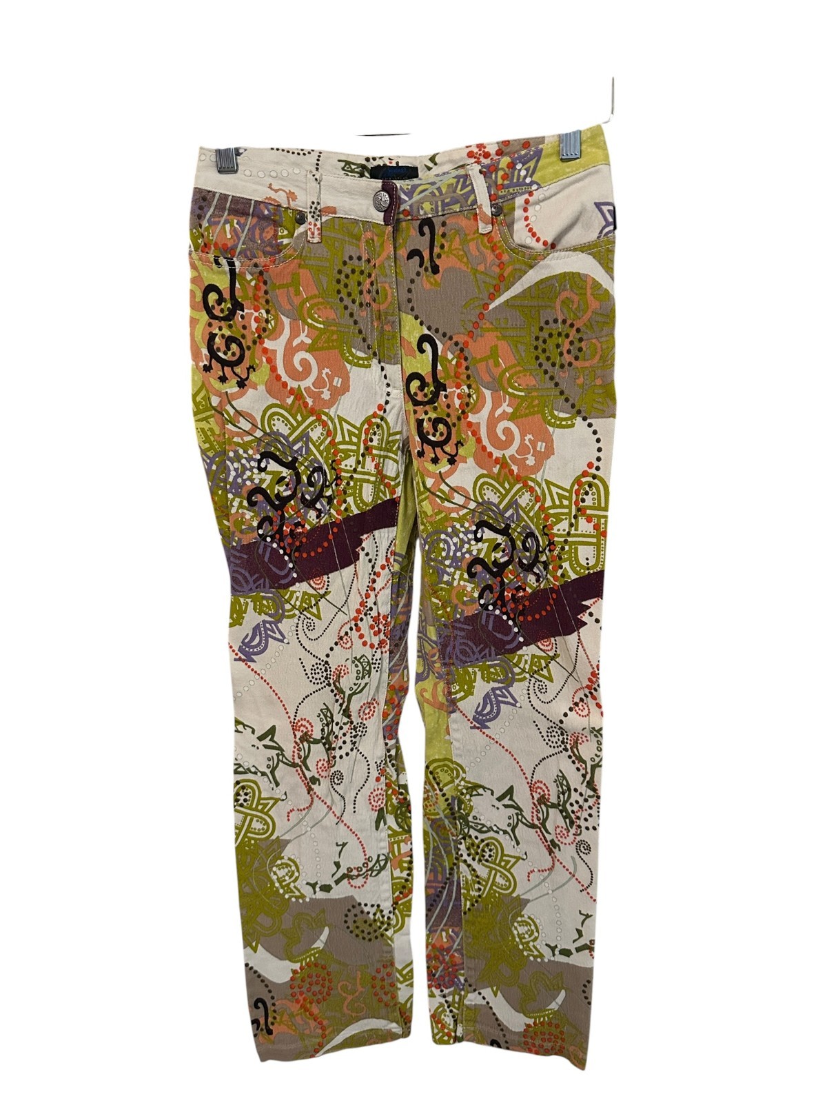 Vintage Christian Lacroix 90s Printed Denim Pants Womens EU 40 AU 10